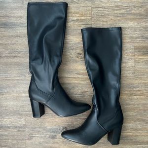 Faux Leather Tall Black Boots